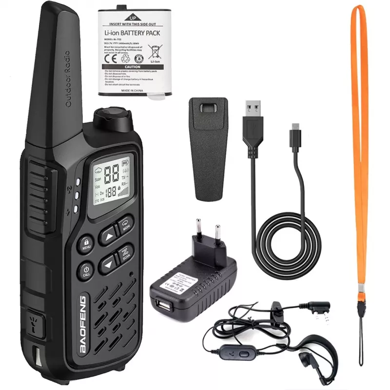 Walkie-talkie Baofeng BF-T25E musta, 2 kpl