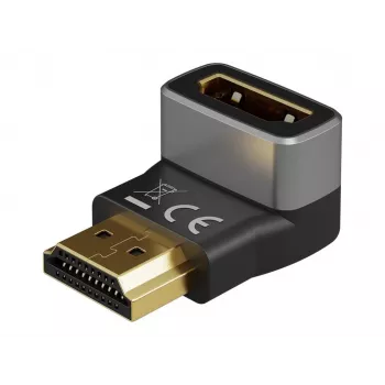 Goobay 72011 HDMI™ -kulma-adapteri 270° pystysuora, 8K @ 60 Hz, kullattu, musta, hopea | Goobay