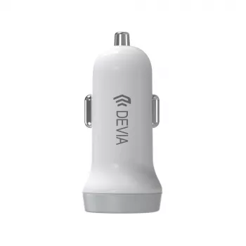 Devia Smart Series Lightning -autolaturi 5V 3,1A Dual USB valkoinen