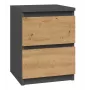 Yöpöytä Topeshop M2 ANTRACYT/ARTISAN 2 laatikkoa antrasiitti tammi puu