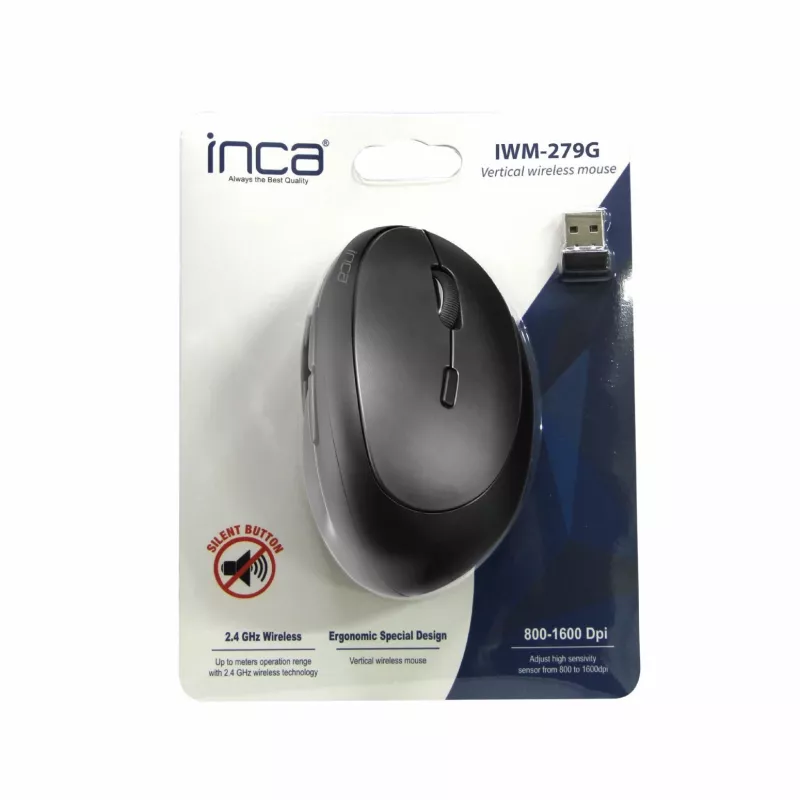 INCA hiiri IWM-279G Vertical, langaton, 1600 DPI, harmaa retail
