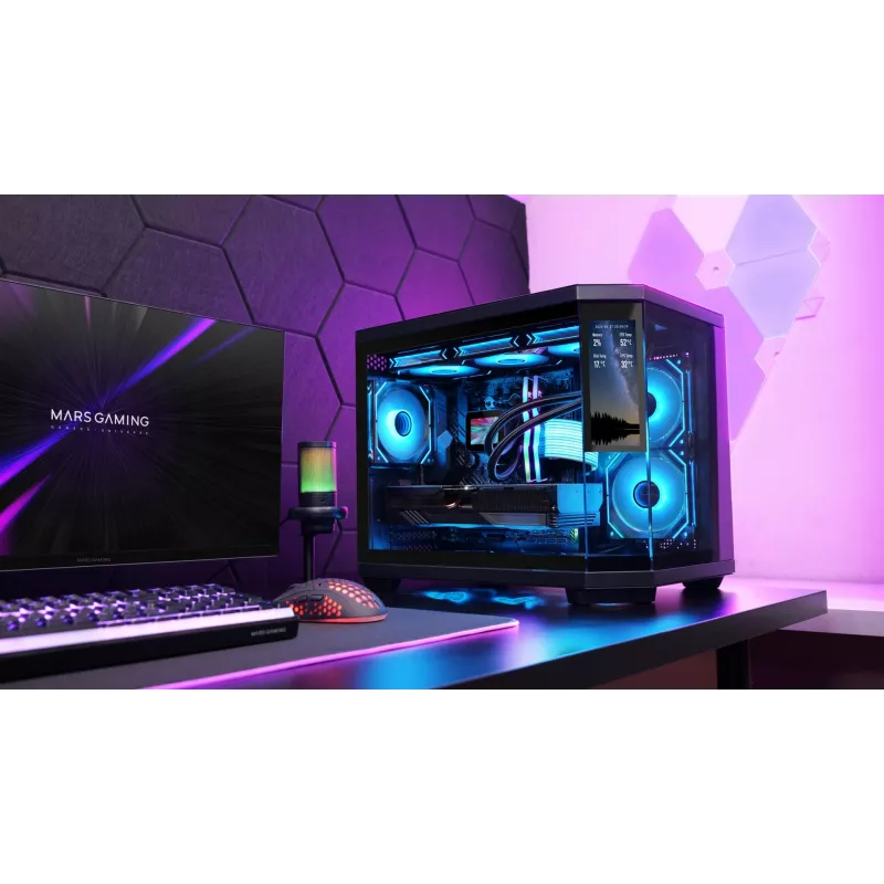 Mars Gaming MC3TCORELCDM tietokonekotelo Mini Tower musta