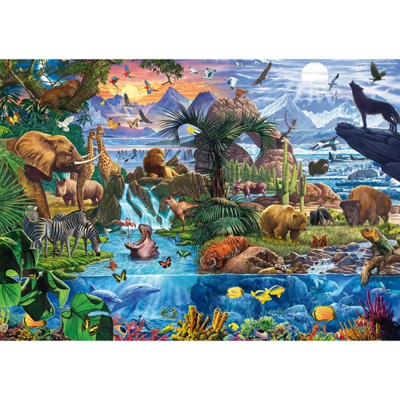 Palapeli 1000 palaa, schmidt spiele Panorama of the Animal World, malli 58866