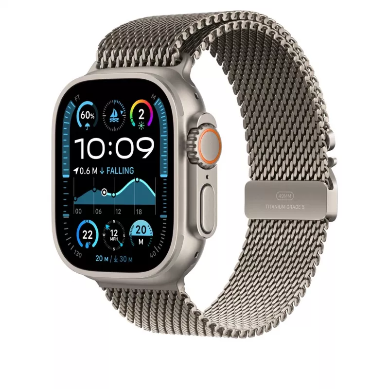 Apple 49mm Natural Titanium Milanese Loop Medium titaani