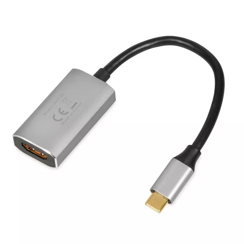 IBOX USB-C-HDMI-sovitinkaapeli, malli IACFAK, USB-C (uros) HDMI (naaras), 4K 60 Hz, suora liitin, hopea