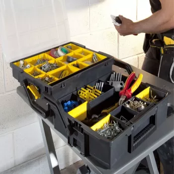 Pientarvikelokerikko Stanley Sortmaster Multilevel Organizer musta läpinäkyvä 400x420x315 mm