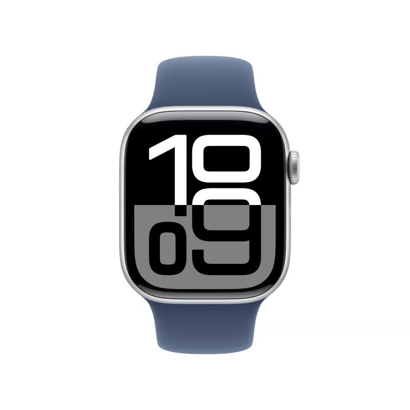 Apple Watch S10 alumiini Cellular 42mm hopea (Sportarmband Denim) S/M