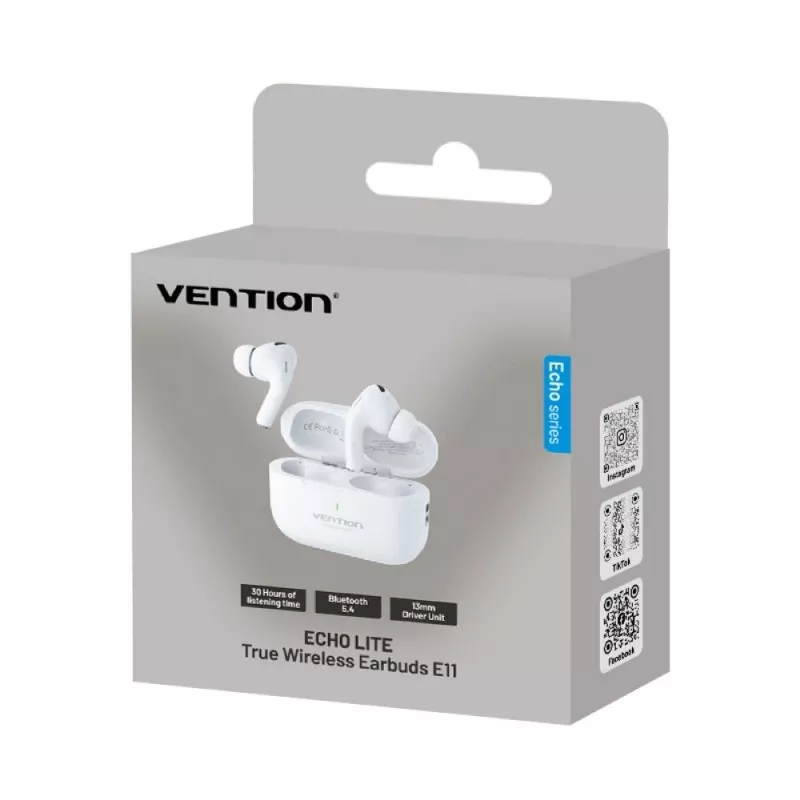 Vention Echo Lite E11 NBVW0 avoimet TWS-kuulokkeet, Bluetooth, USB-C, valkoiset
