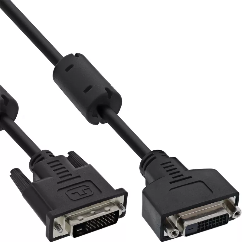 InLine DVI-D-kaapeli 24+1 M/F, Dual Link, 2 ferriittisydäntä, 3 m