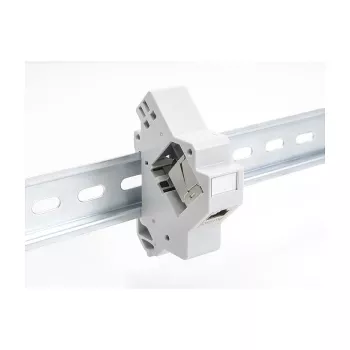 Snap-in Keystone-pidike DIN-kiskoon DELOCK 67043 — muovi, maadoitettu, 60×88,2×21,5 mm, harmaa