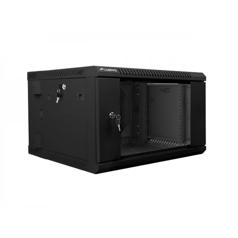 Seinäkiinnitteinen räkki LANBERG WF02-6606-10B 6U 600x374,3x600 mm ruostumaton teräs musta