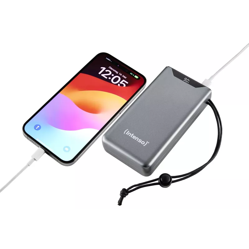 Powerbank INTENSO 7332054 — 20000 mAh, PD 3.0 & QC 3.0, 20 W, USB-A + USB-C, harmaa