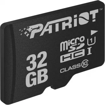 MicroSDHC-muistikortti PATRIOT PSF32GMDC10 — 32 GB, UHS‑I, Class 10 (U1), V10, 80 MB/s, musta