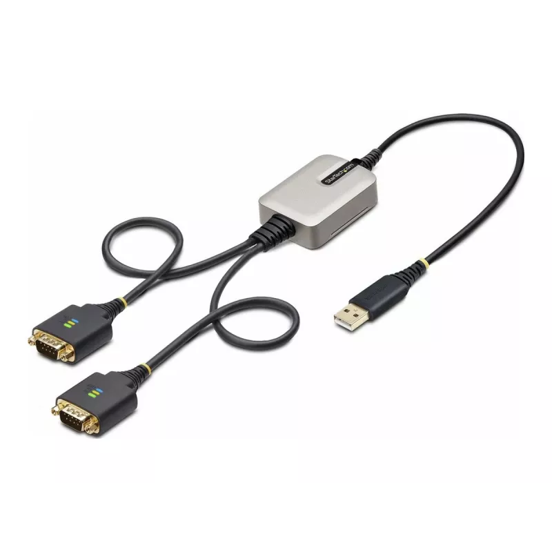 StarTech.com 2ft (60cm) 2-porttinen USB-sarja-adapterikaapeli, vaihdettavat DB9-ruuvit/mutterit, COM-säilytys, USB-A - DB9 RS232, FTDI, tason 4 ESD-suoja, Windows/macOS/ChromeOS/Linux – tukeva TPE-rakenne