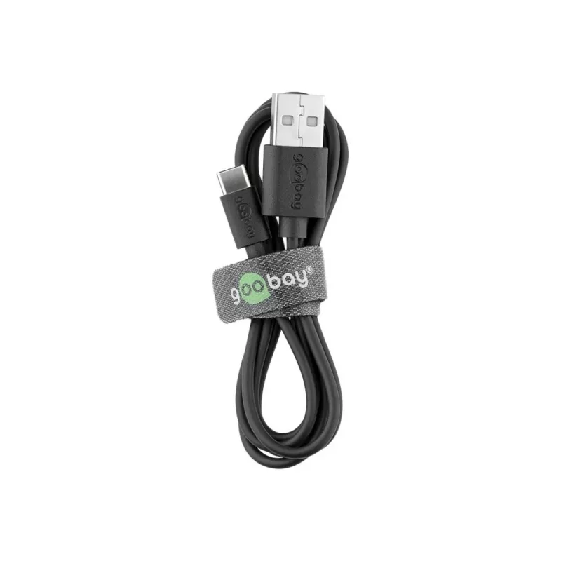 Goobay | USB-C-lataus- ja synkronointikaapeli (USB-A > USB-C) | 38675 | musta | RJ-45 | RJ-45 90°
