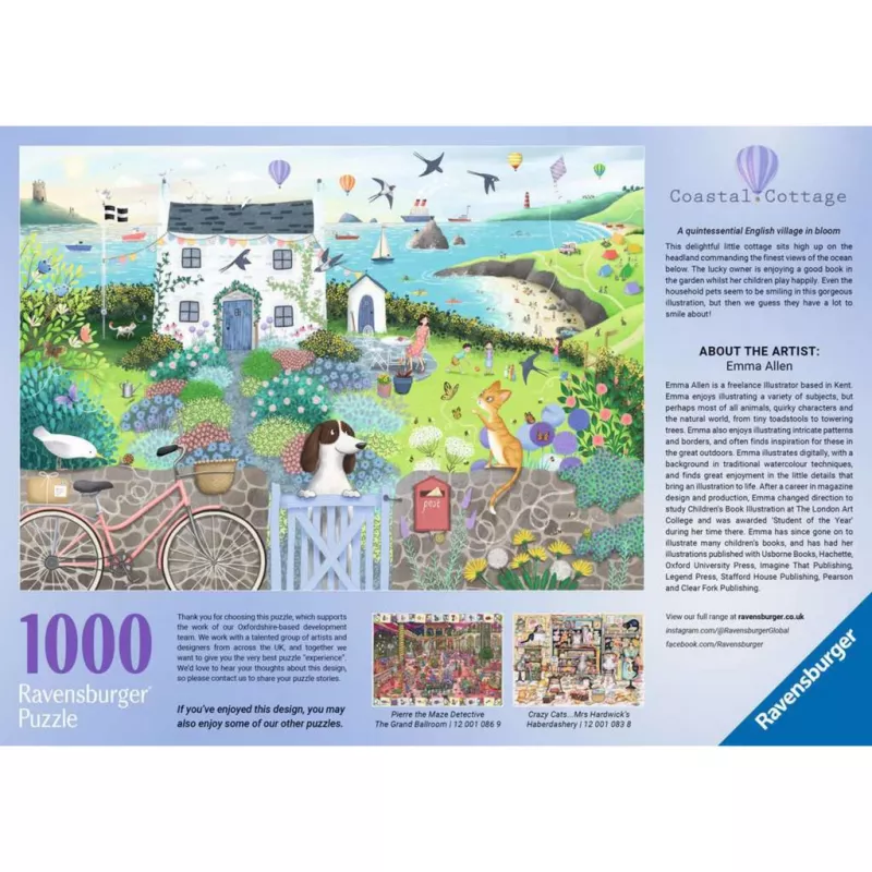 Palapeli Ravensburger Coastal Cottage 1000 palaa, 700 mm leveä, 2 mm paksu