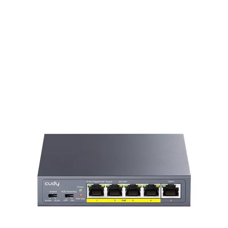 CUDY GS105P 5-porttinen Gigabit PoE+ -kytkin 36W