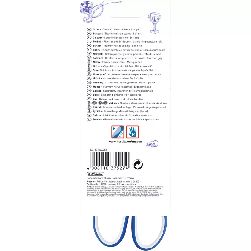 Yksittäinen kynä Herlitz my.pen Straight Cut Sininen Valkoinen