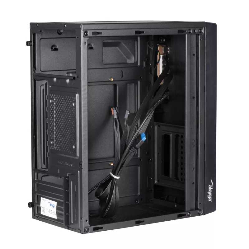 Akyga AK36BK Micro-ATX-tietokonekotelo, Micro ATX / Flex ATX / Mini ITX, USB 3.0 + USB 2.0, ilman virtalähdettä, musta