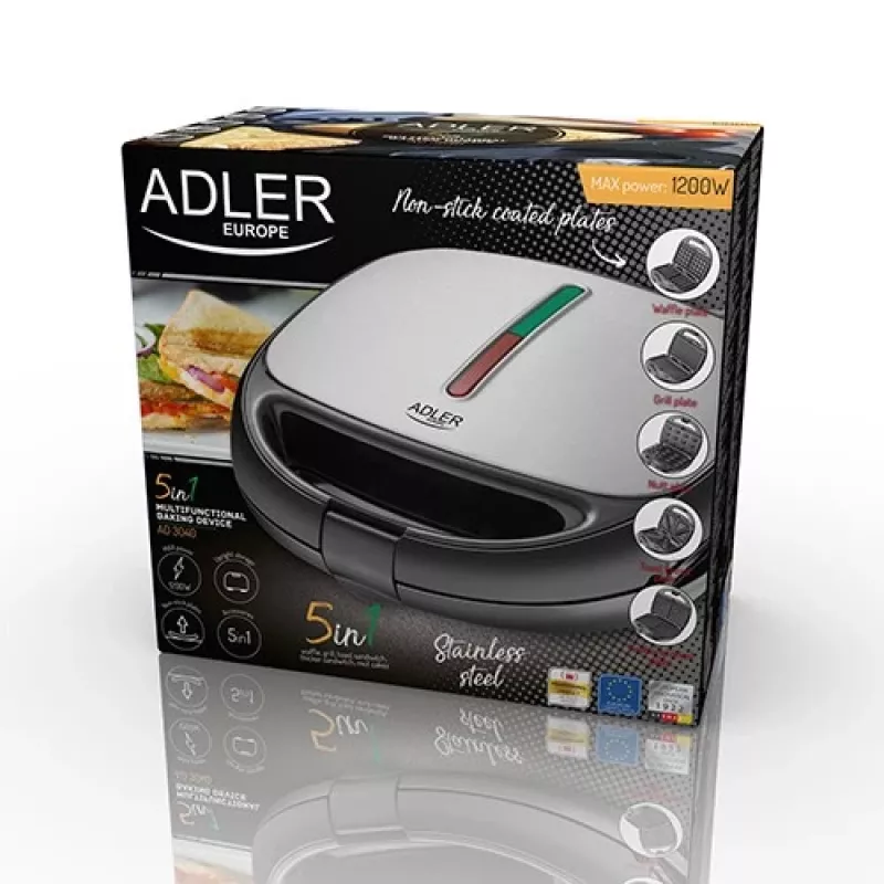 Adler AD 3040 voileipägrilli 1200 W musta, harmaa
