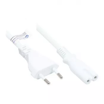 Euro-virtakaapeli Euro-pistoke tyyppi C (suora) - C7/Euro 8 liitin (suora), valkoinen, 0,75 mm², 0,5 m, Good Connections® (P0370-W005)