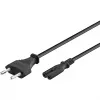Wentronic Goobay Euro-liitäntäkaapeli, 3 m, musta - europistoke (Type C, CEE 7/16) > laitekaappi C7 (95038)