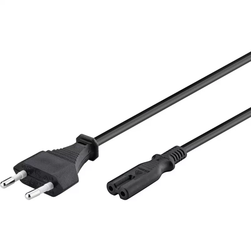 Wentronic Goobay Euro-liitäntäkaapeli, 3 m, musta - europistoke (Type C, CEE 7/16) > laitekaappi C7 (95038)