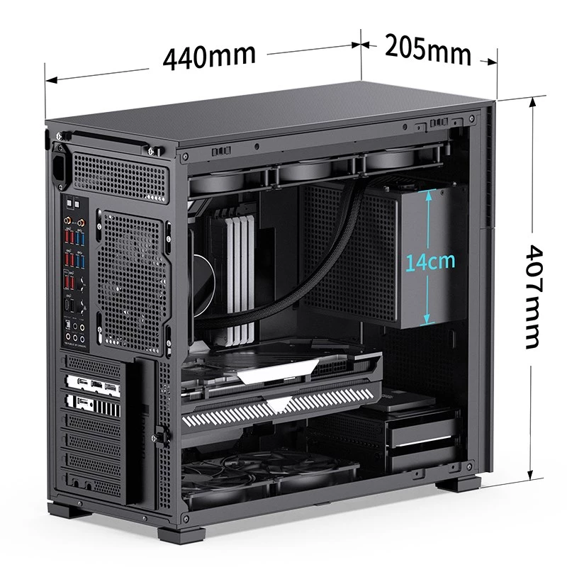 Tietokonekotelo Jonsbo D41 MESH Midi Tower musta