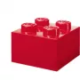 LEGO Storage Brick 4 säilytyslaatikko kannella, läpikuultava punainen