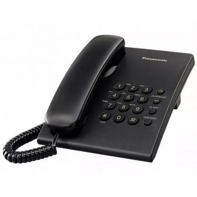 Johdollinen puhelin Panasonic KX-TS500 musta, numeronäyttö ja kaiutin