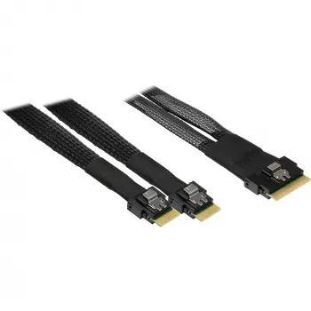 INTER-TECH kaapeli SFF-8654-8i 2× SFF-8654-4i, 70 cm sisäinen jakokaapeli