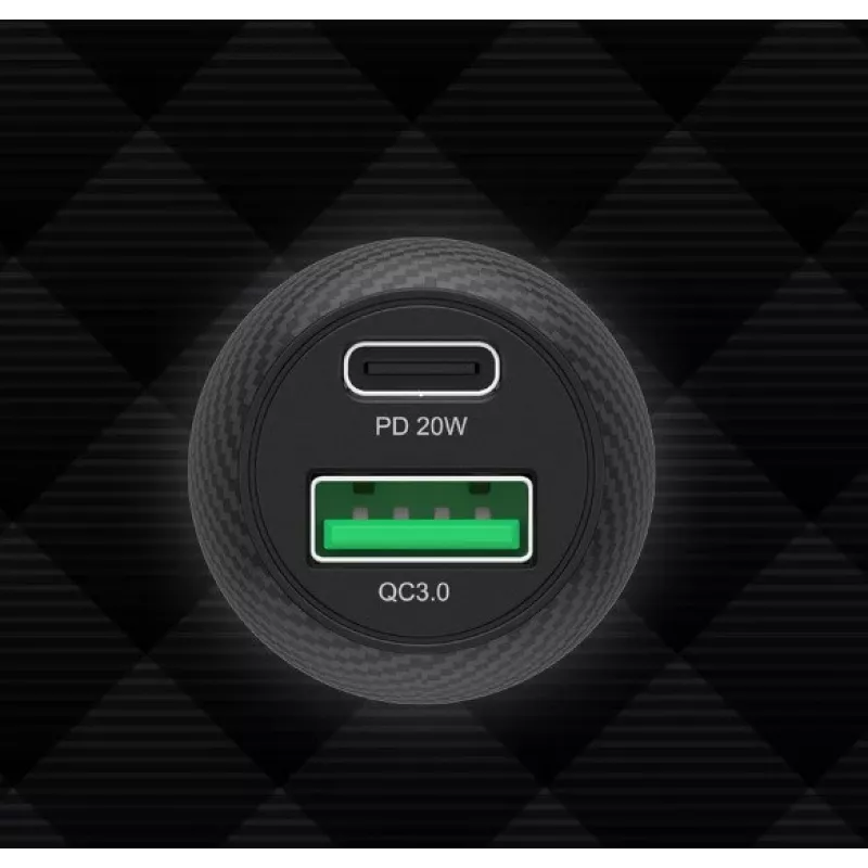 Autolaturi Unitek P1400A USB-C ja USB-A, 38W, Quick Charge 3.0, tulo 12–24V, musta