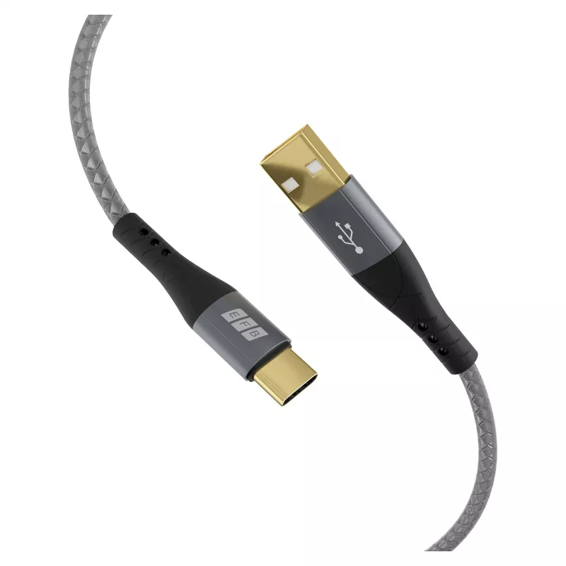 EFB Elektronik USB-A–USB-C-kaapelisarja 60W QC 3A 2x3m harmaa - Digitaalinen/data (USB-AC-00009)