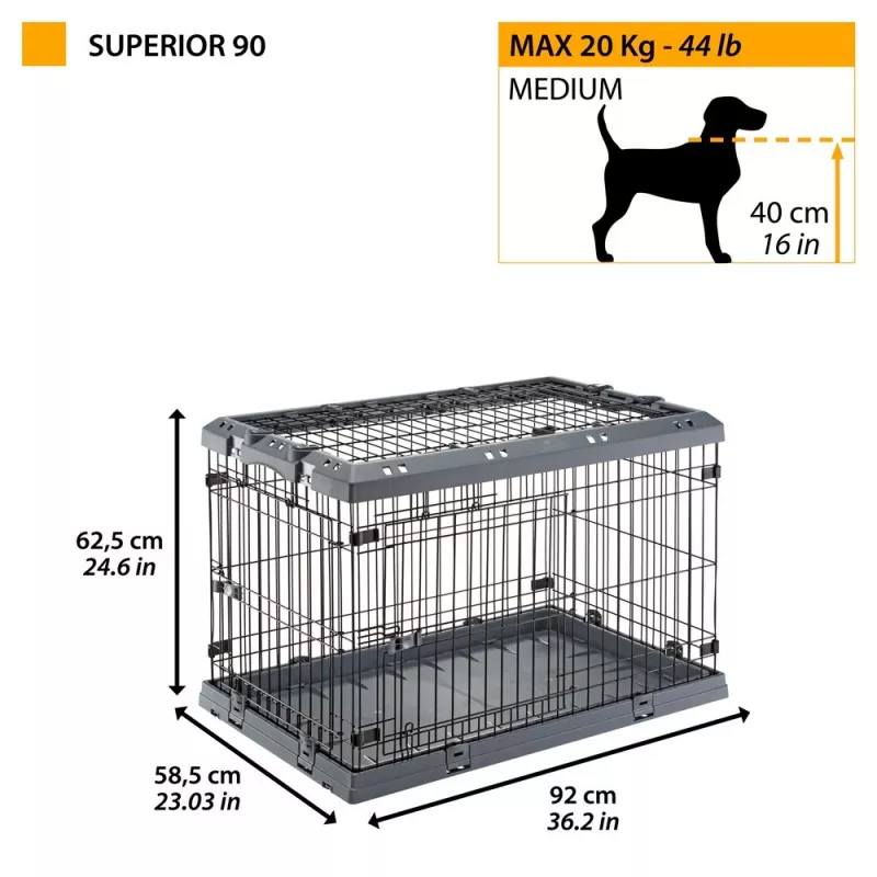 Ferplast Superior 90 -koiralaatikko - 92 × 58,5 × 62,5 cm