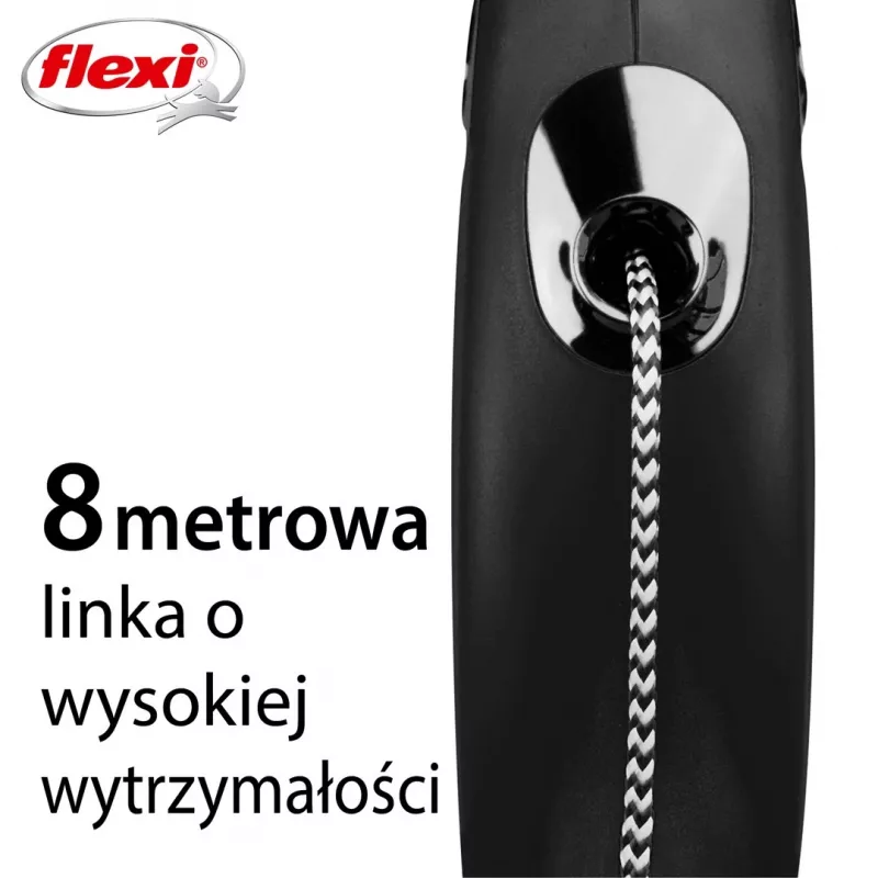 Flexi New Classic 8 m musta koiranhihna rullamekanismilla