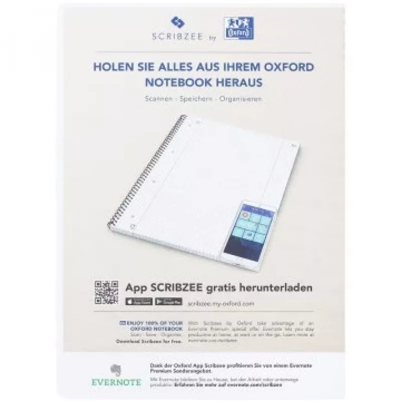 Oxford College -lehtiö A4, 80 arkkia, ruutupaperi sisämarginaalilla, 90 g/m², sininen (100050358)