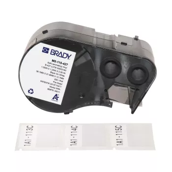Brady, M5-115-427, itselaminoituva vinyyli, musta valkoisella/läpinäkyvällä, 38,10 x 12,70(31,75) mm, pysyvä, kaapelin halkaisijalle 3,40 - 6,10 mm (200 kpl) (170864)