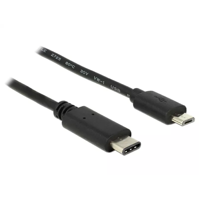 USB-kaapeli DeLOCK 0,5 m USB2.0-C Micro-USB B musta
