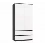 Vaatekaappi top e shop MALWA SS-90, 90×180×50 cm, antrasiittirunko, valkoiset kierto-ovet, 2 laatikkoa, laminaatti 16 mm