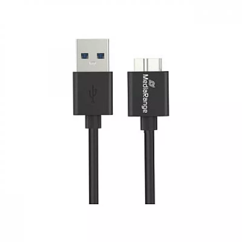 USB-kaapeli MediaRange MRCS240 — USB A - Micro-USB B, USB 3.2 Gen 1 (3.1 Gen 1), 1,8 m, musta