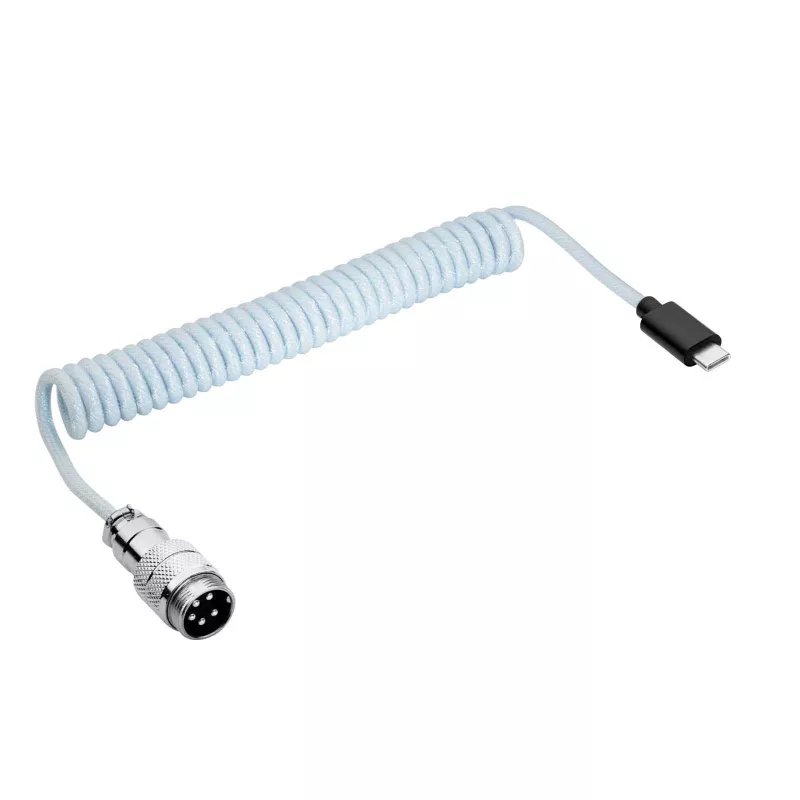 Akyga AK-USB-49 Aviator-spiraalikaapeli USB-C – USB-C GX16-pistokkeella, USB 2.0, 3 m, valkoinen