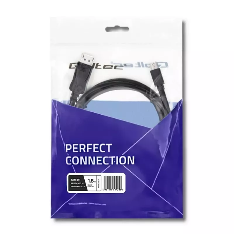 DisplayPort-kaapeli Qoltec 50434 1,8 m Mini DisplayPort, musta