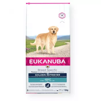 Kuivaruoka koirille EUKANUBA Golden Retriever kana 12 kg — täysravinto aikuisille koirille, 26 % proteiini, 13 % rasva, 1,25 % kalsium