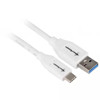 USB 3.2 Gen 2 kaapeli, USB-A uros > USB-C uros (valkoinen, 1 metri)