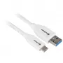 USB 3.2 Gen 2 kaapeli, USB-A uros > USB-C uros (valkoinen, 1 metri)