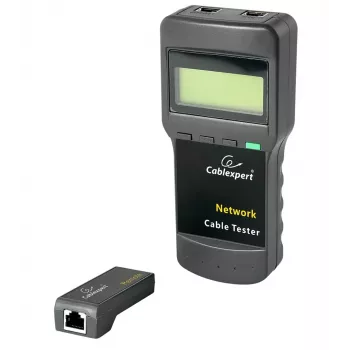 Verkkokaapelitesteri GEMBIRD NCT-31 — jatkuvuustesteri LCD-näytöllä, tuki RJ-11/RJ-12/RJ-45, musta