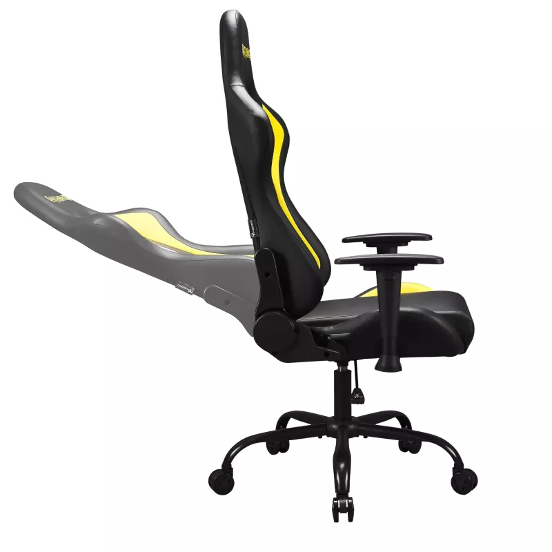 Subsonic SA5609-IM1 Pro Iron Maiden Killers pelituoli, 3D-käsinojat, tekonahka, kallistus 90°–135°, 120 kg, musta keltaisella kirjonnalla