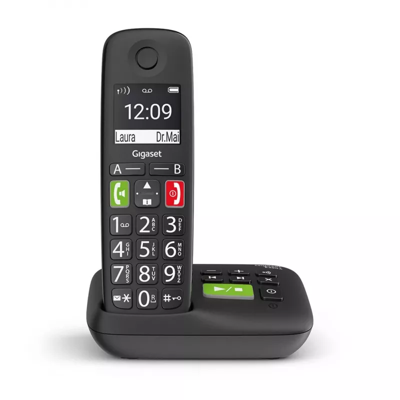 Gigaset E290A Analoginen/DECT-puhelin numeronäytöllä Musta