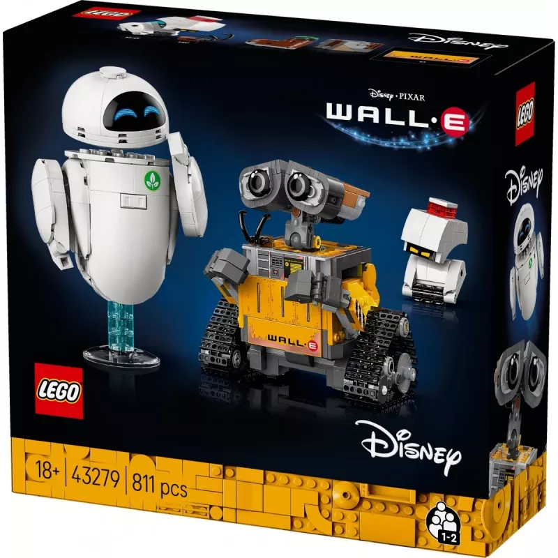 LEGO Disney Pixar 43279 WALL-E ja EVE rakennussarja, 811 osaa, 18+