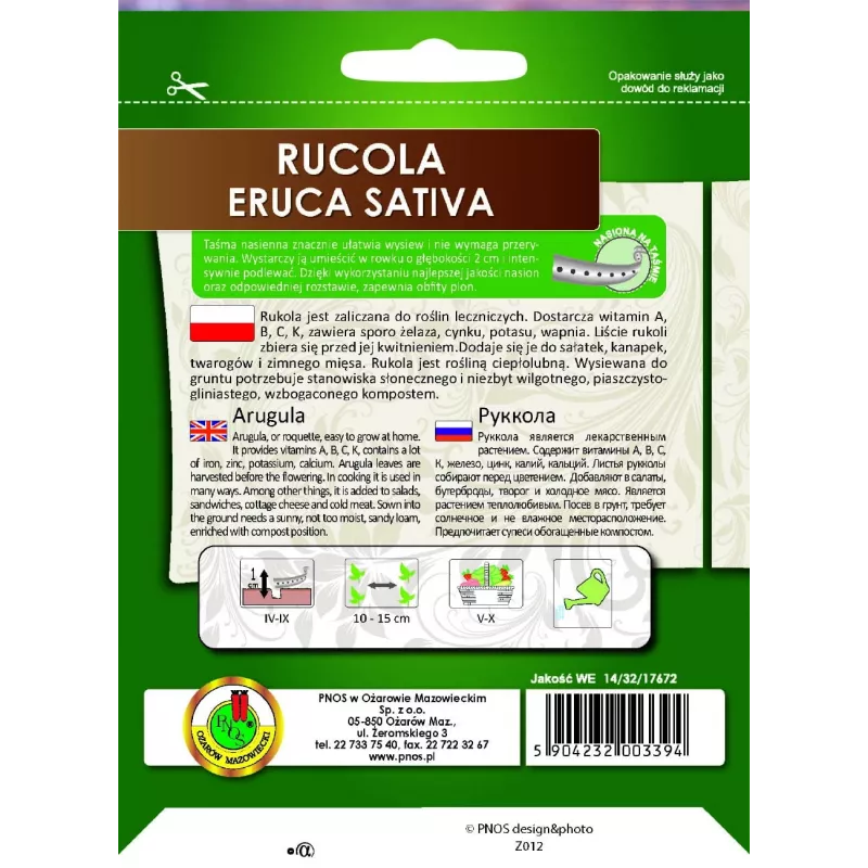 PNOS rucola Eruca sativa siemenet nauhalla, 6 m